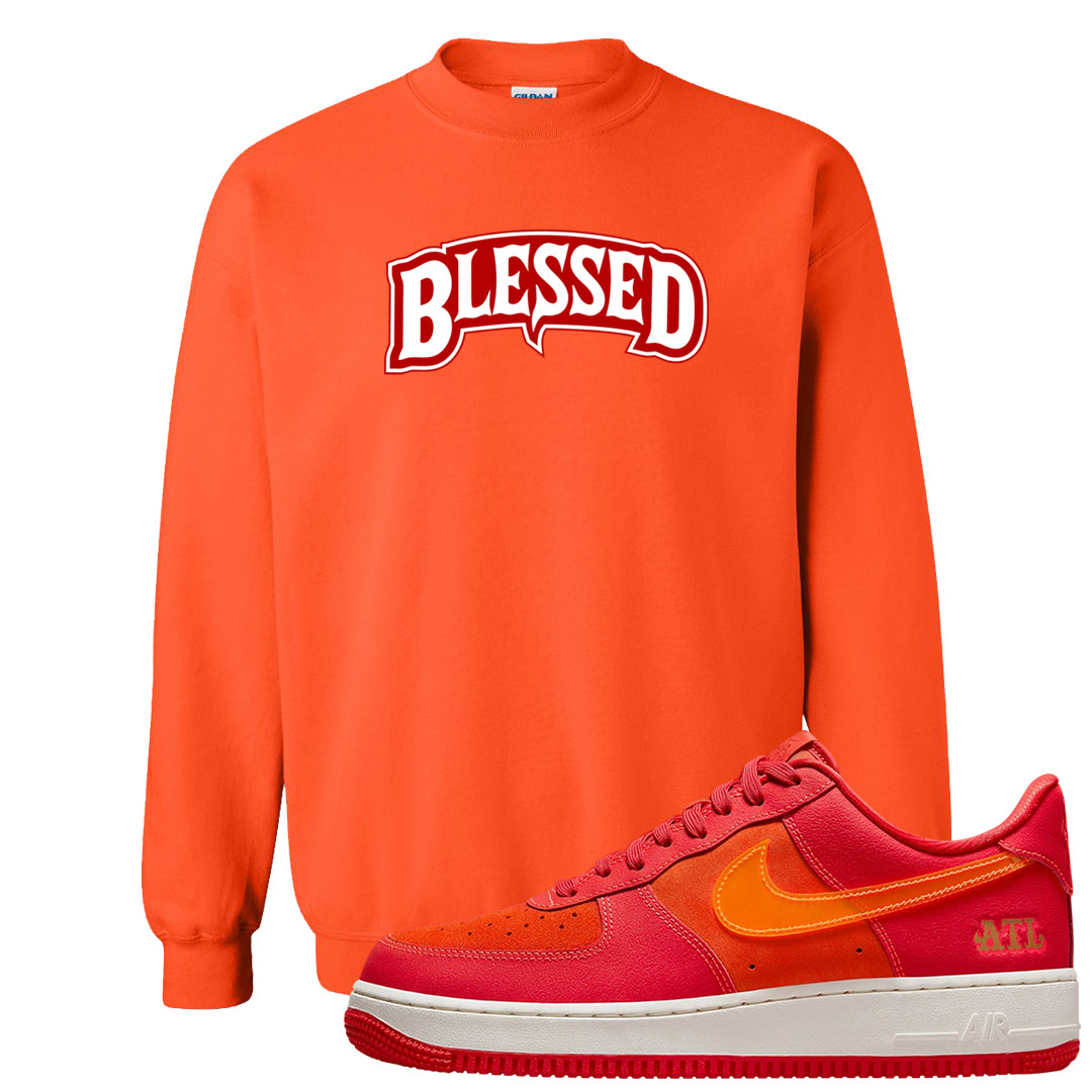 Atlanta Low AF 1s Crewneck Sweatshirt | Blessed Arch, Orange