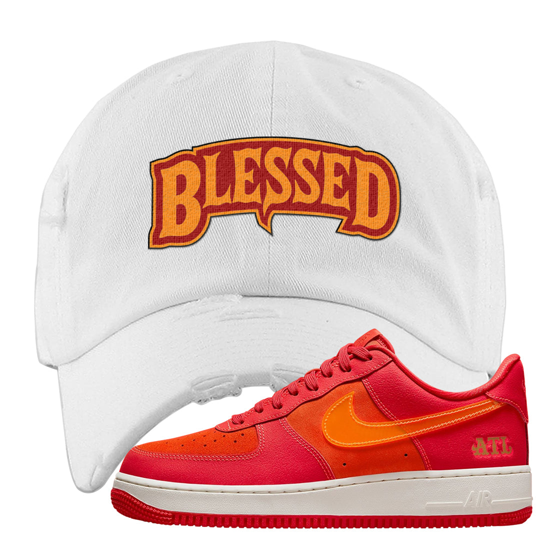 Atlanta Low AF 1s Distressed Dad Hat | Blessed Arch, White