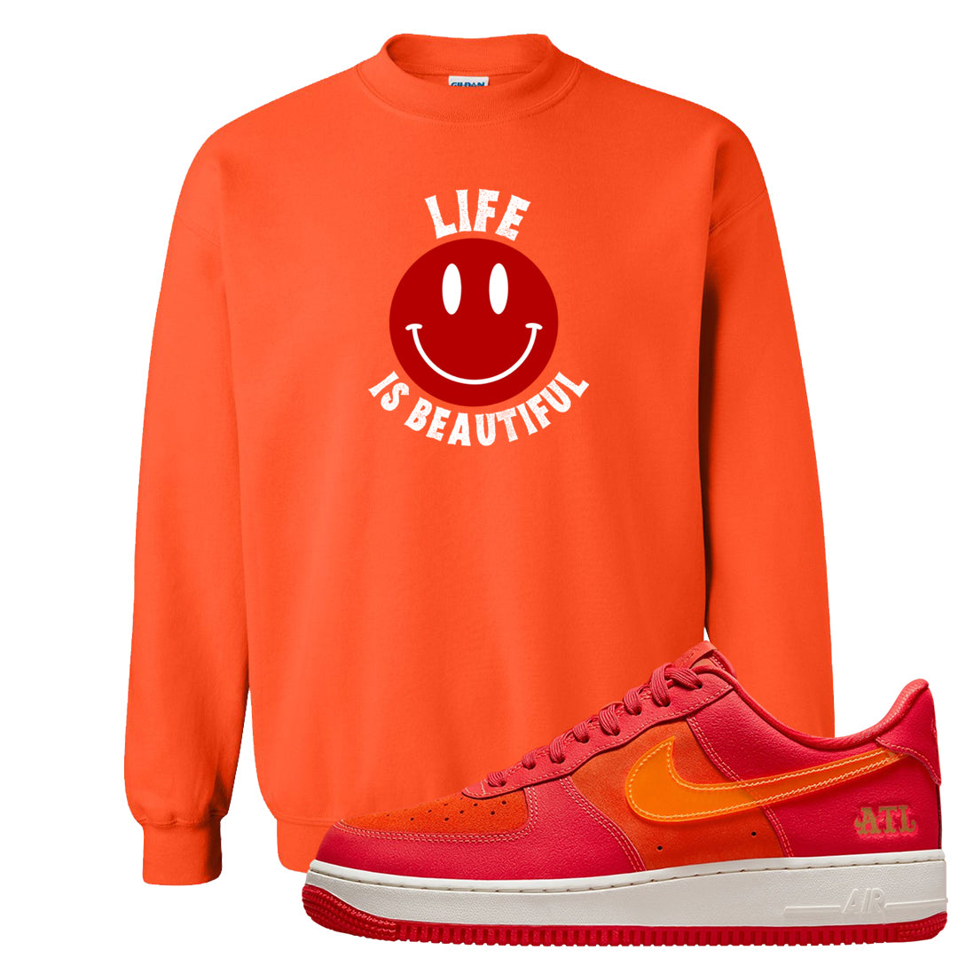 Atlanta Low AF 1s Crewneck Sweatshirt | Smile Life Is Beautiful, Orange