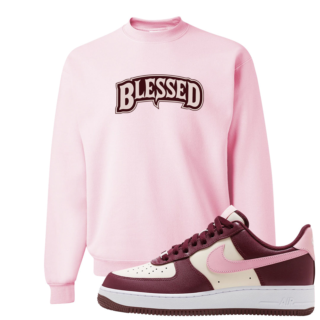 Alternate Valentine's Day 2023 Low AF 1s Crewneck Sweatshirt | Blessed Arch, Light Pink
