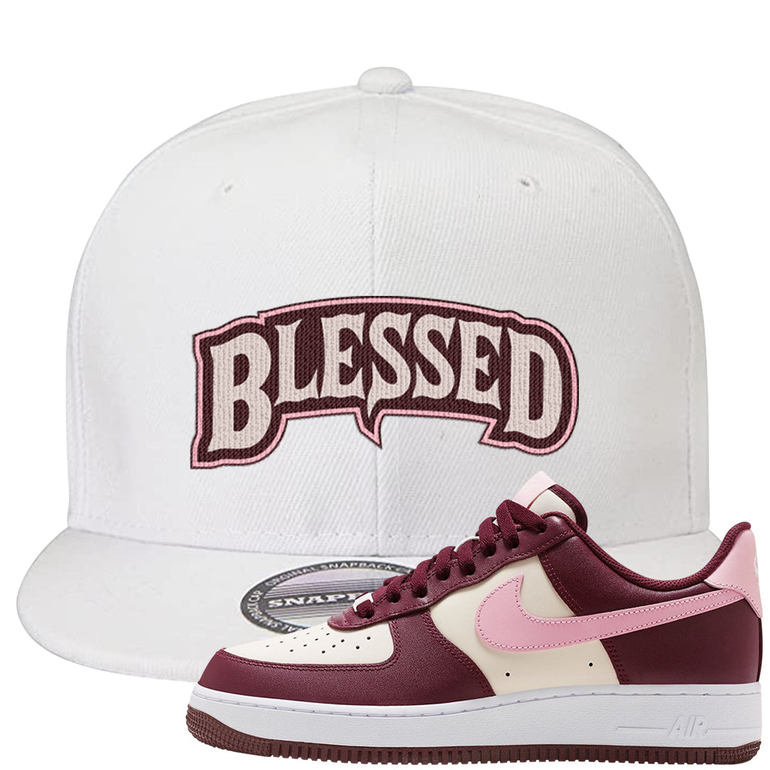 Alternate Valentine's Day 2023 Low AF 1s Snapback Hat | Blessed Arch, White