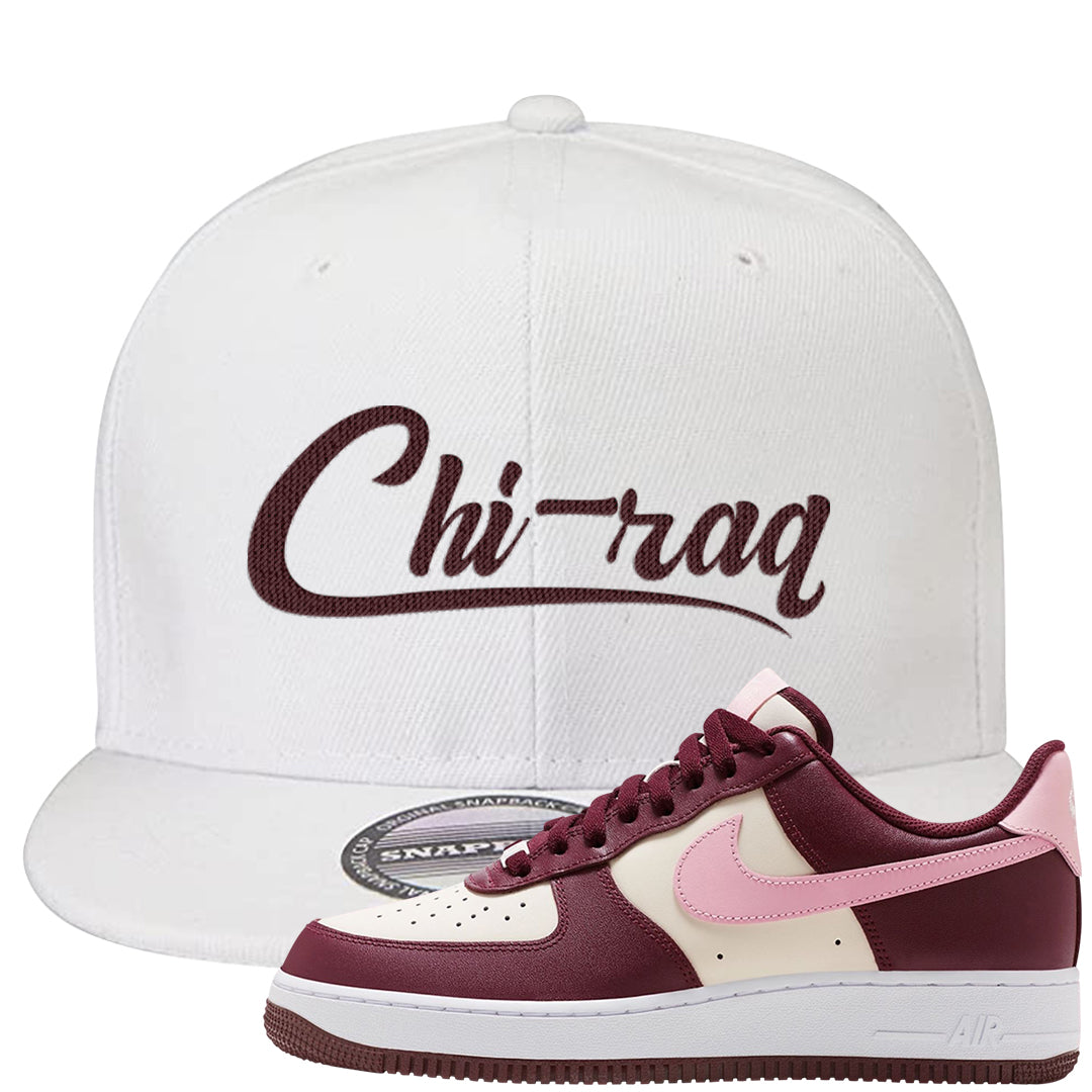 Alternate Valentine's Day 2023 Low AF 1s Snapback Hat | Chiraq, White