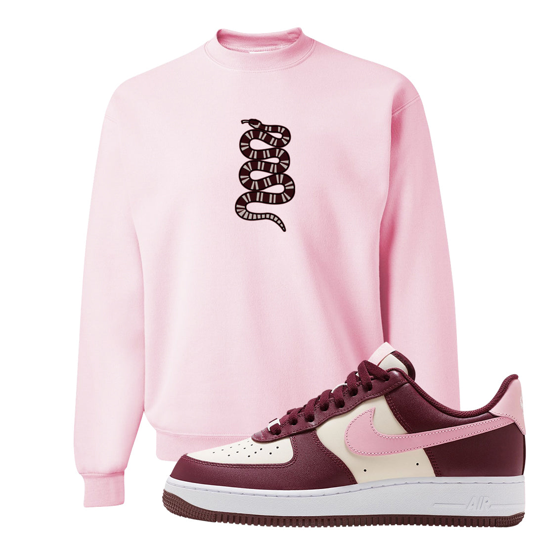 Alternate Valentine's Day 2023 Low AF 1s Crewneck Sweatshirt | Coiled Snake, Light Pink