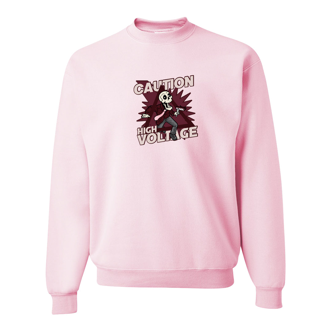 Alternate Valentine's Day 2023 Low AF 1s Crewneck Sweatshirt | Caution High Voltage, Light Pink