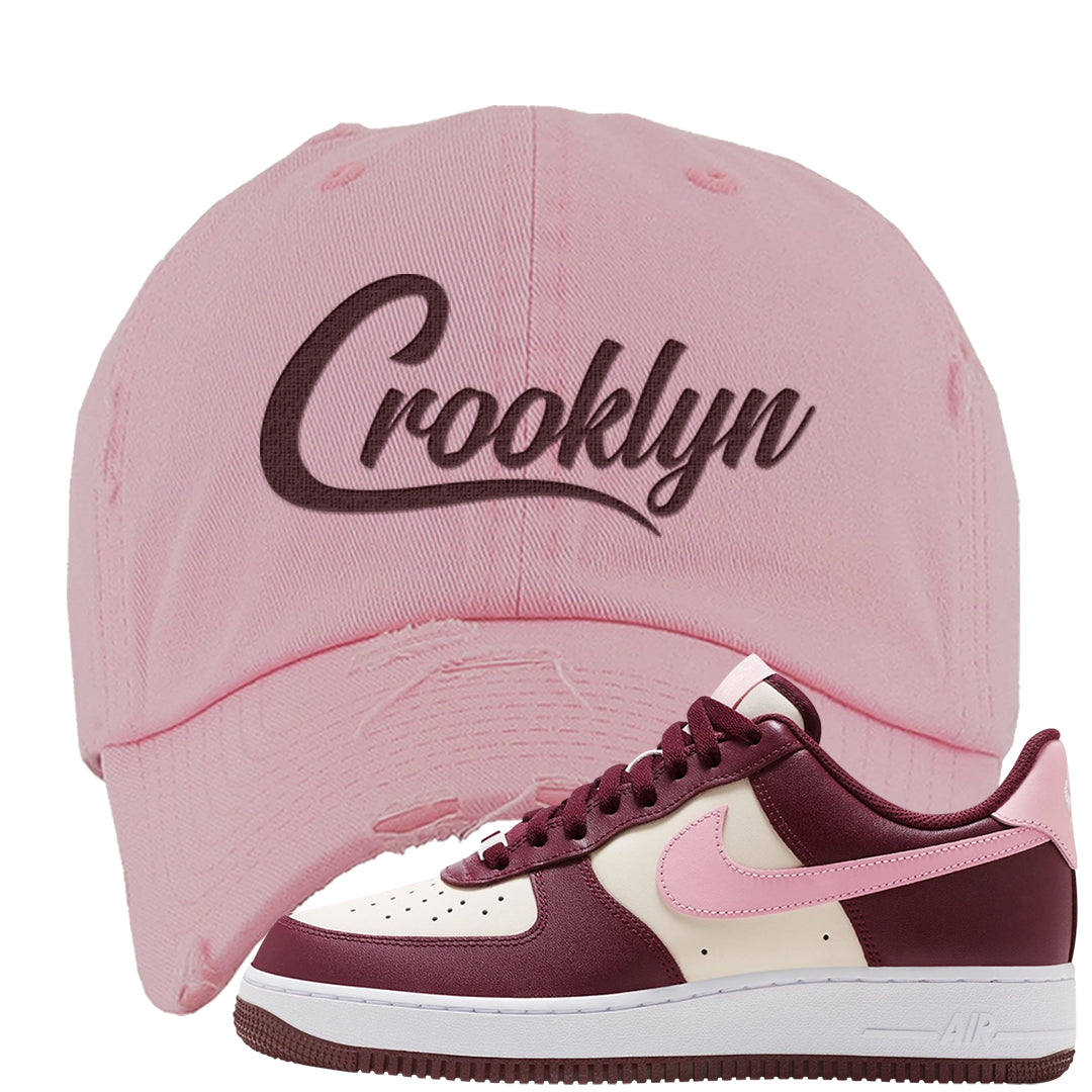 Alternate Valentine's Day 2023 Low AF 1s Distressed Dad Hat | Crooklyn, Light Pink