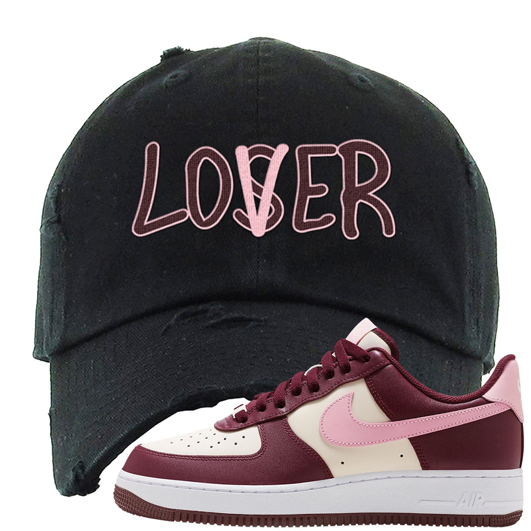 Alternate Valentine's Day 2023 Low AF 1s Distressed Dad Hat | Lover, Black