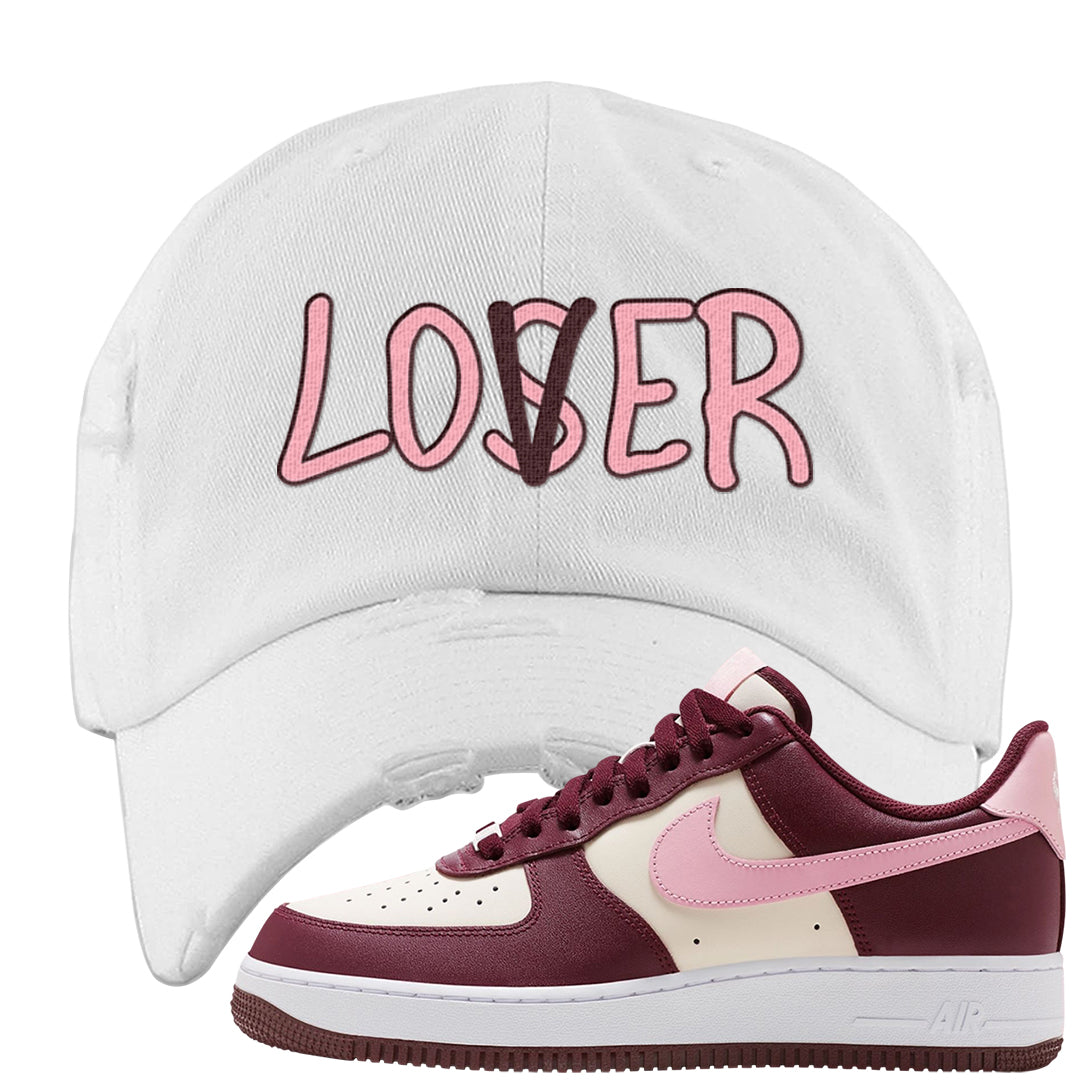 Alternate Valentine's Day 2023 Low AF 1s Distressed Dad Hat | Lover, White