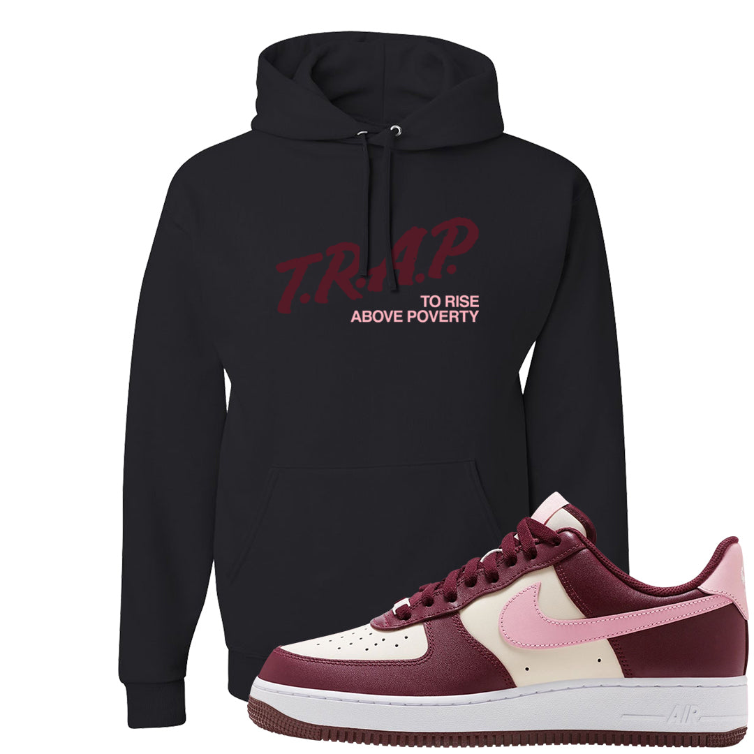 Alternate Valentine's Day 2023 Low AF 1s Hoodie | Trap To Rise Above Poverty, Black