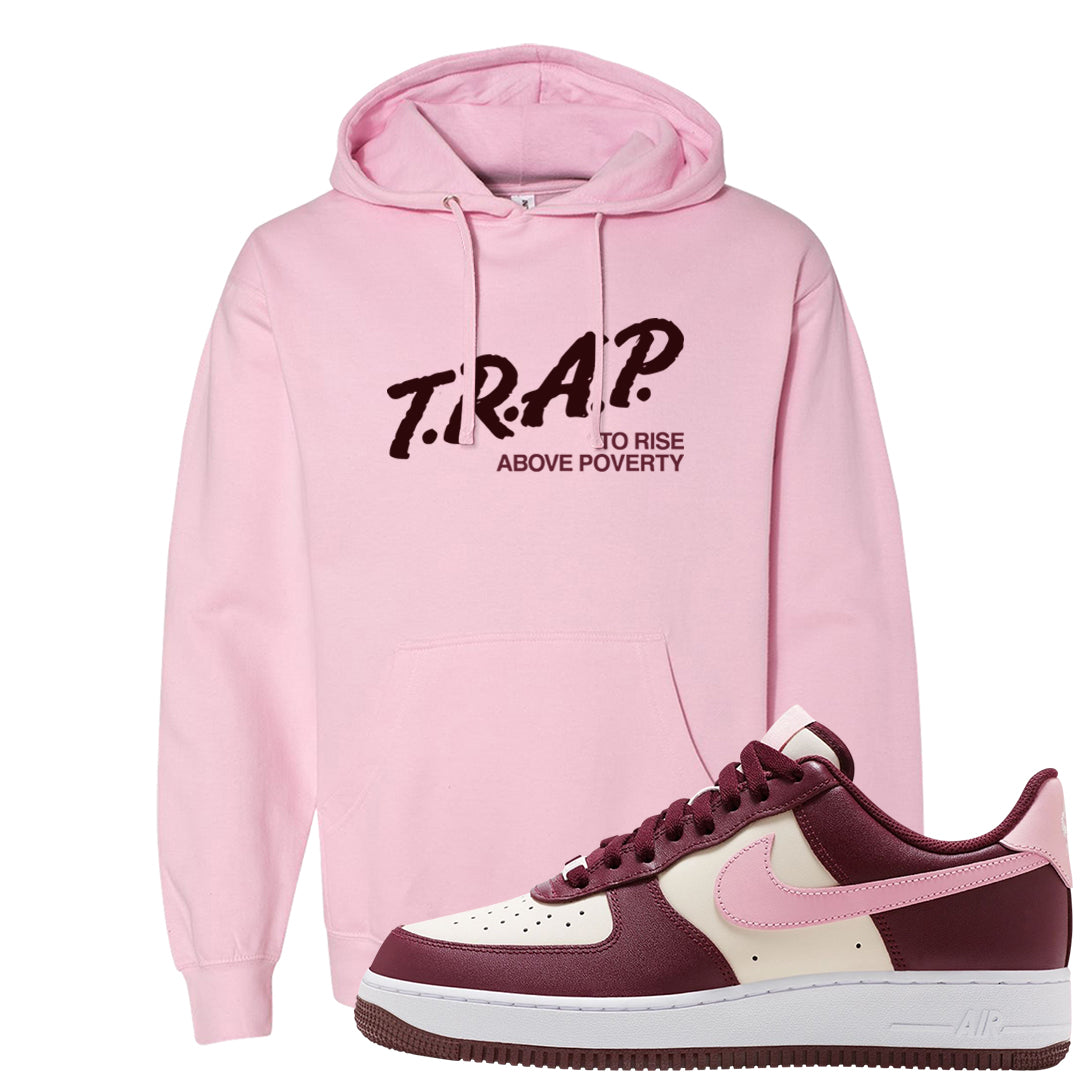 Alternate Valentine's Day 2023 Low AF 1s Hoodie | Trap To Rise Above Poverty, Light Pink
