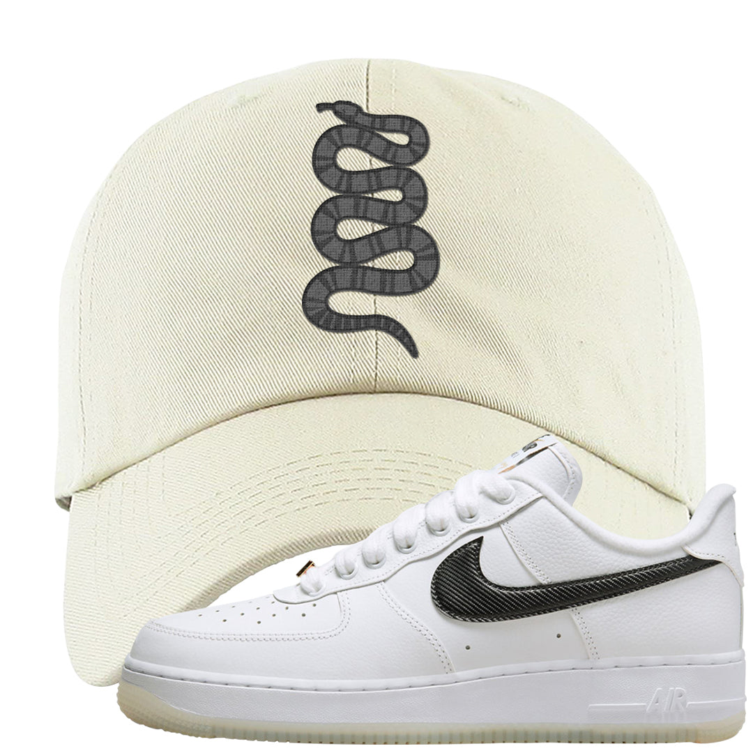 Bronx Origins Low AF 1s Dad Hat | Coiled Snake, White