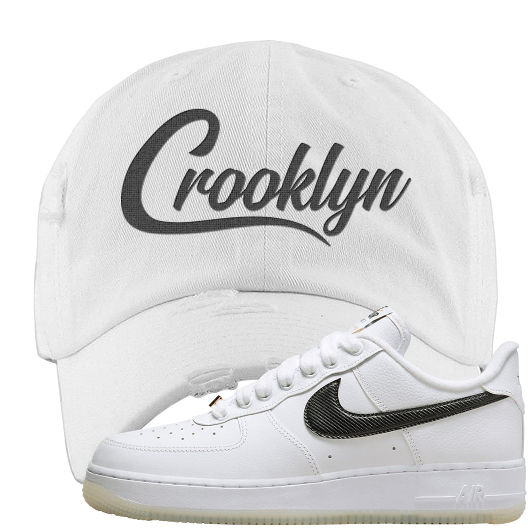 Bronx Origins Low AF 1s Distressed Dad Hat | Crooklyn, White