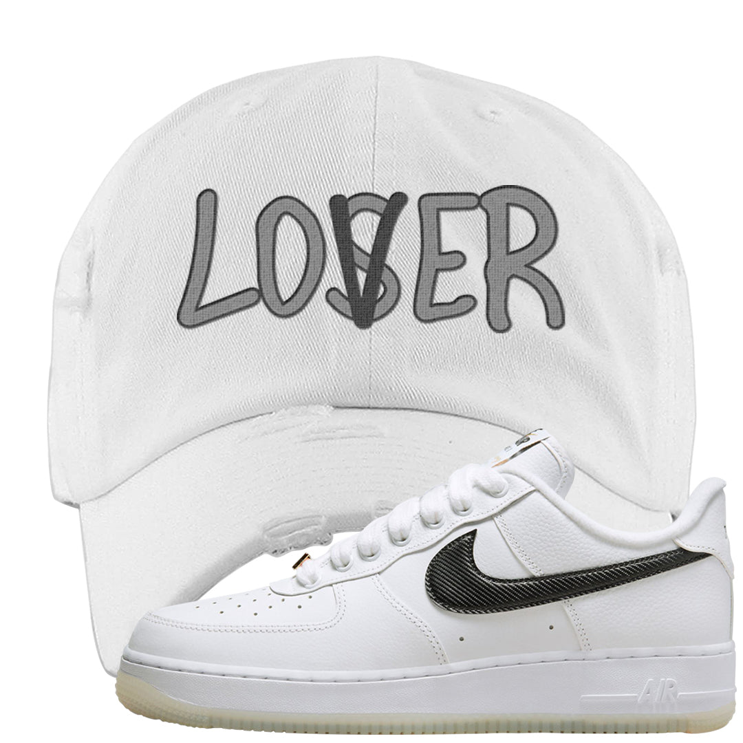 Bronx Origins Low AF 1s Distressed Dad Hat | Lover, White