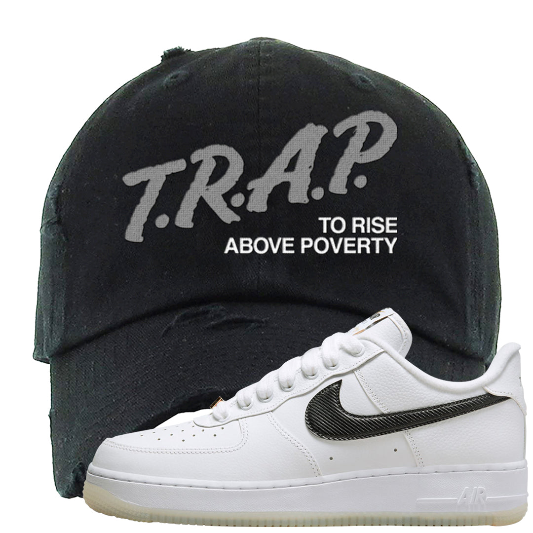 Bronx Origins Low AF 1s Distressed Dad Hat | Trap To Rise Above Poverty, Black