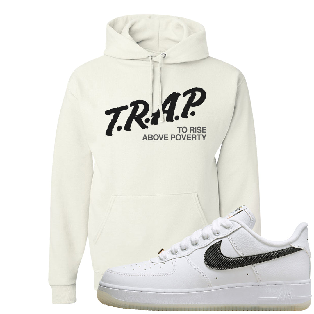 Bronx Origins Low AF 1s Hoodie | Trap To Rise Above Poverty, White