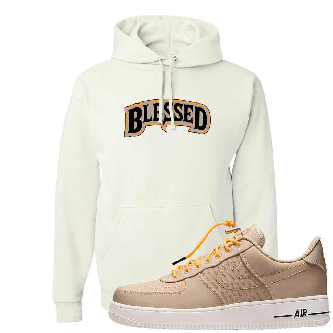 Sanddrift Moving Low AF 1s Hoodie | Blessed Arch, White