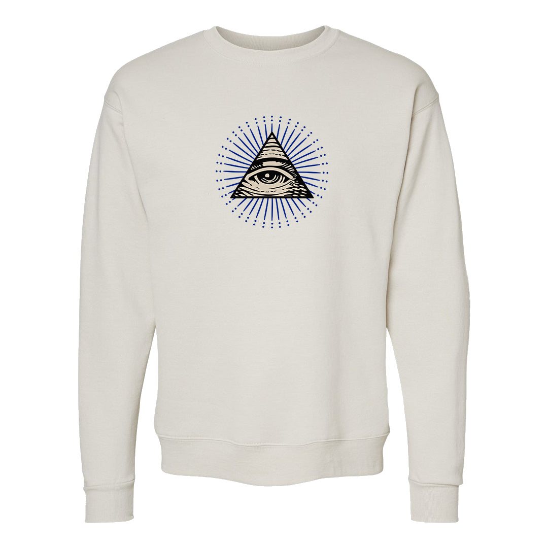 University Blue Summit White Low 1s Crewneck Sweatshirt | All Seeing Eye, Sand