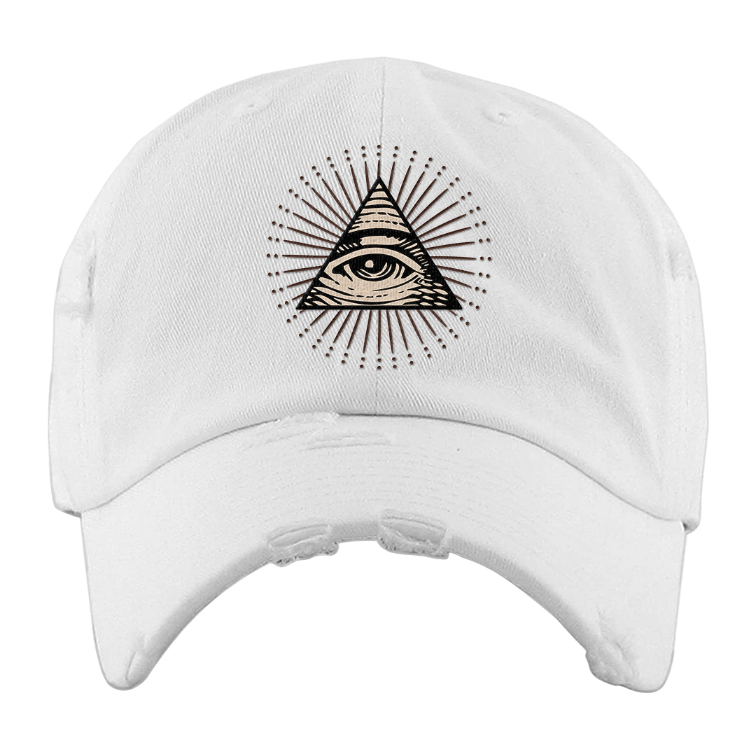 University Blue Summit White Low 1s Distressed Dad Hat | All Seeing Eye, White