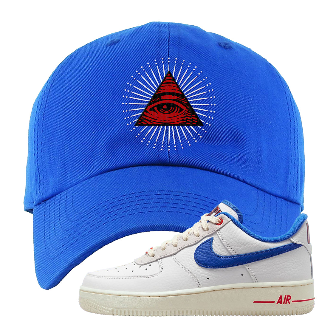 University Blue Summit White Low 1s Dad Hat | All Seeing Eye, Royal