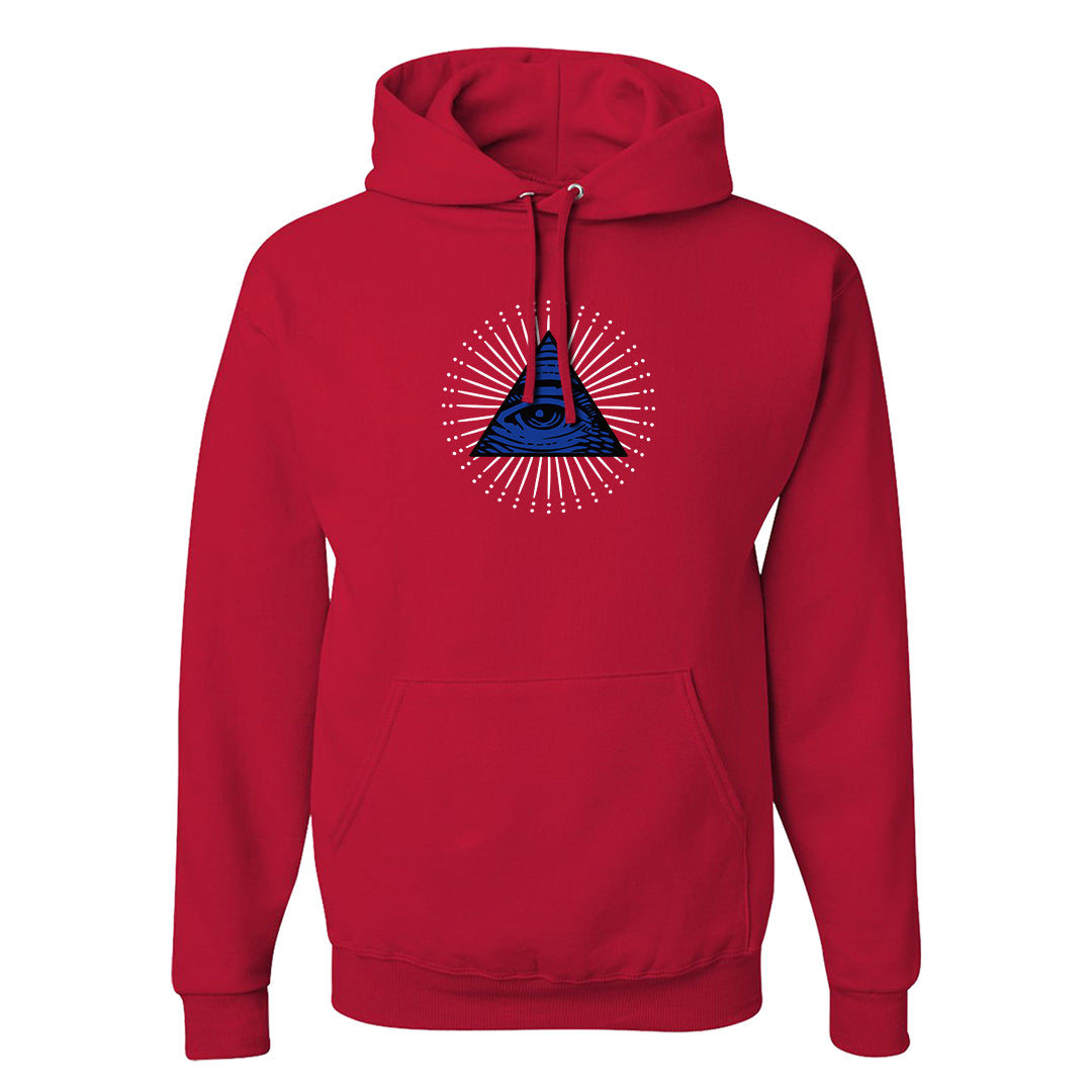 University Blue Summit White Low 1s Hoodie | All Seeing Eye, Red