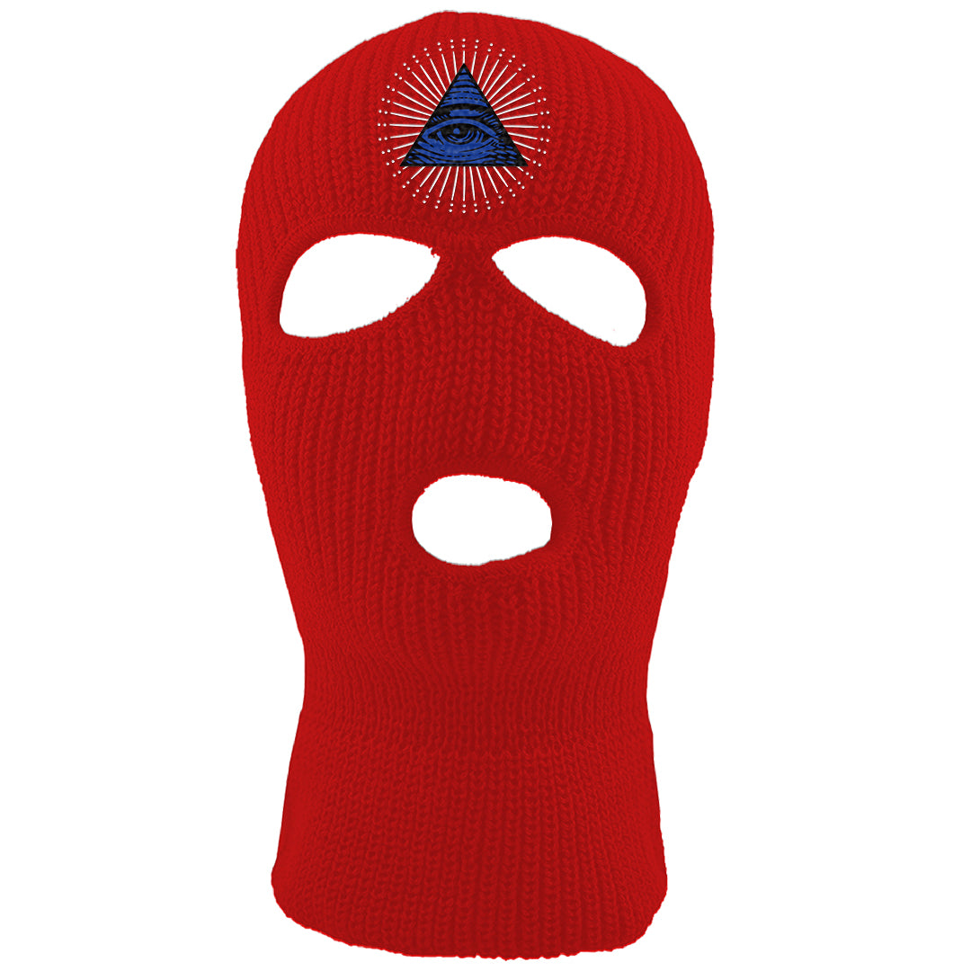 University Blue Summit White Low 1s Ski Mask | All Seeing Eye, Red