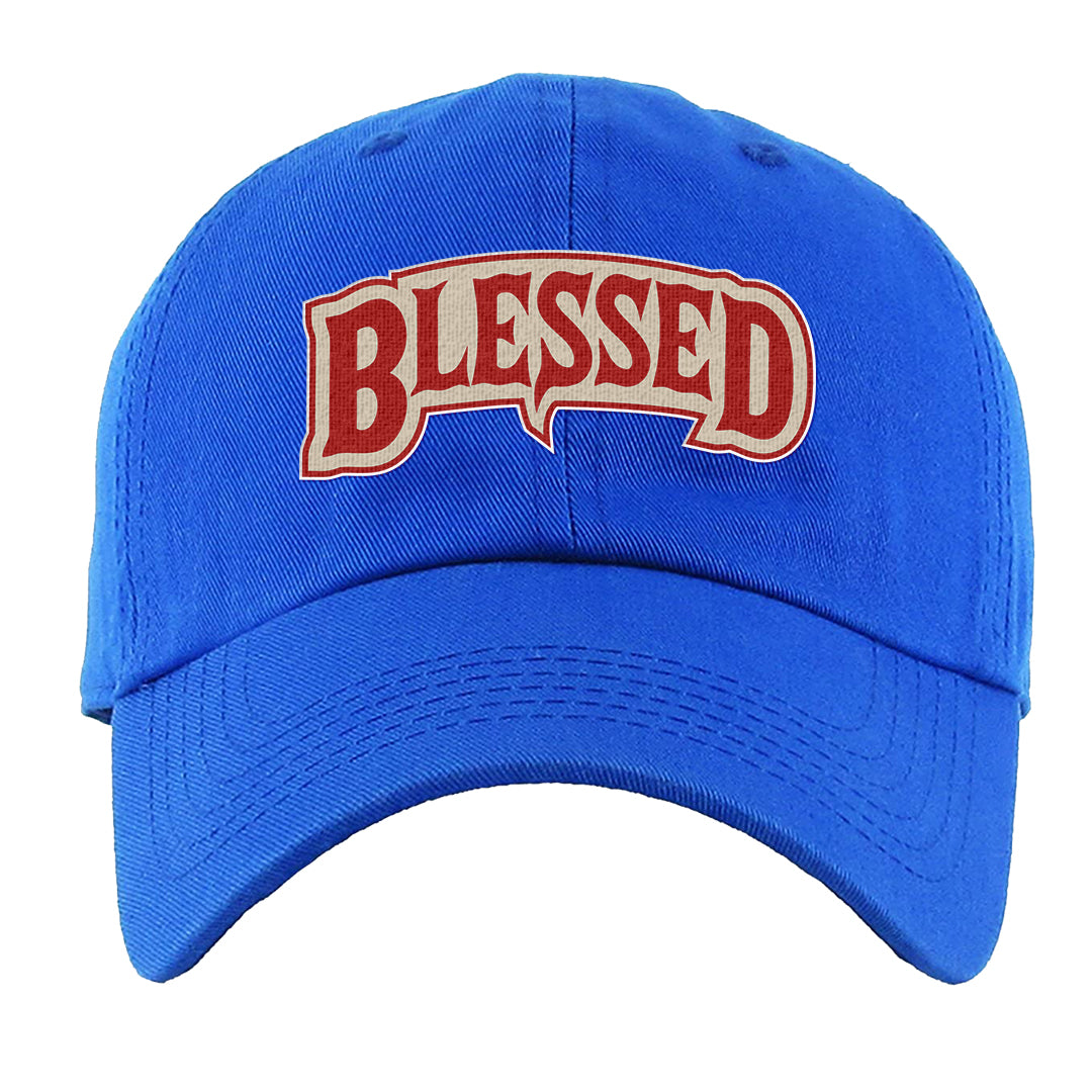 University Blue Summit White Low 1s Dad Hat | Blessed Arch, Royal