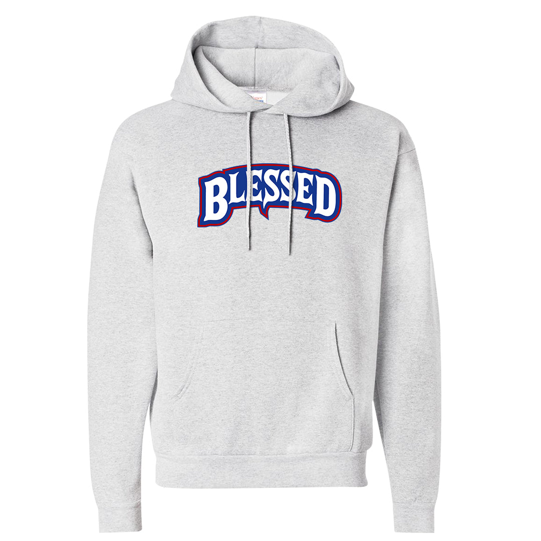 University Blue Summit White Low 1s Hoodie | Blessed Arch, Ash