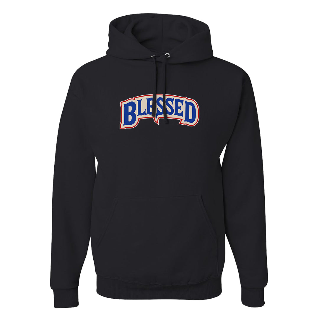 University Blue Summit White Low 1s Hoodie | Blessed Arch, Black