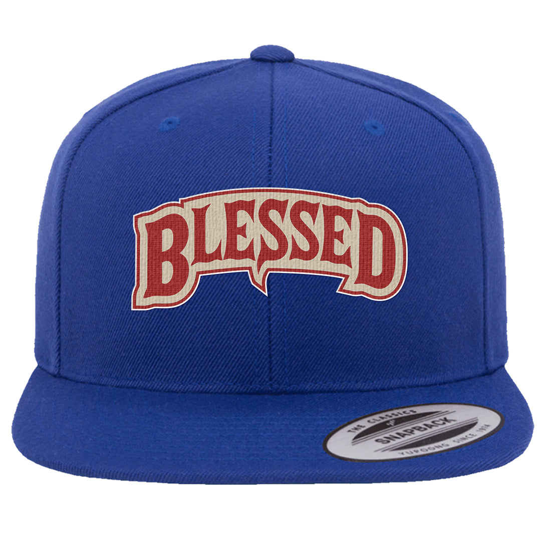 University Blue Summit White Low 1s Snapback Hat | Blessed Arch, Royal