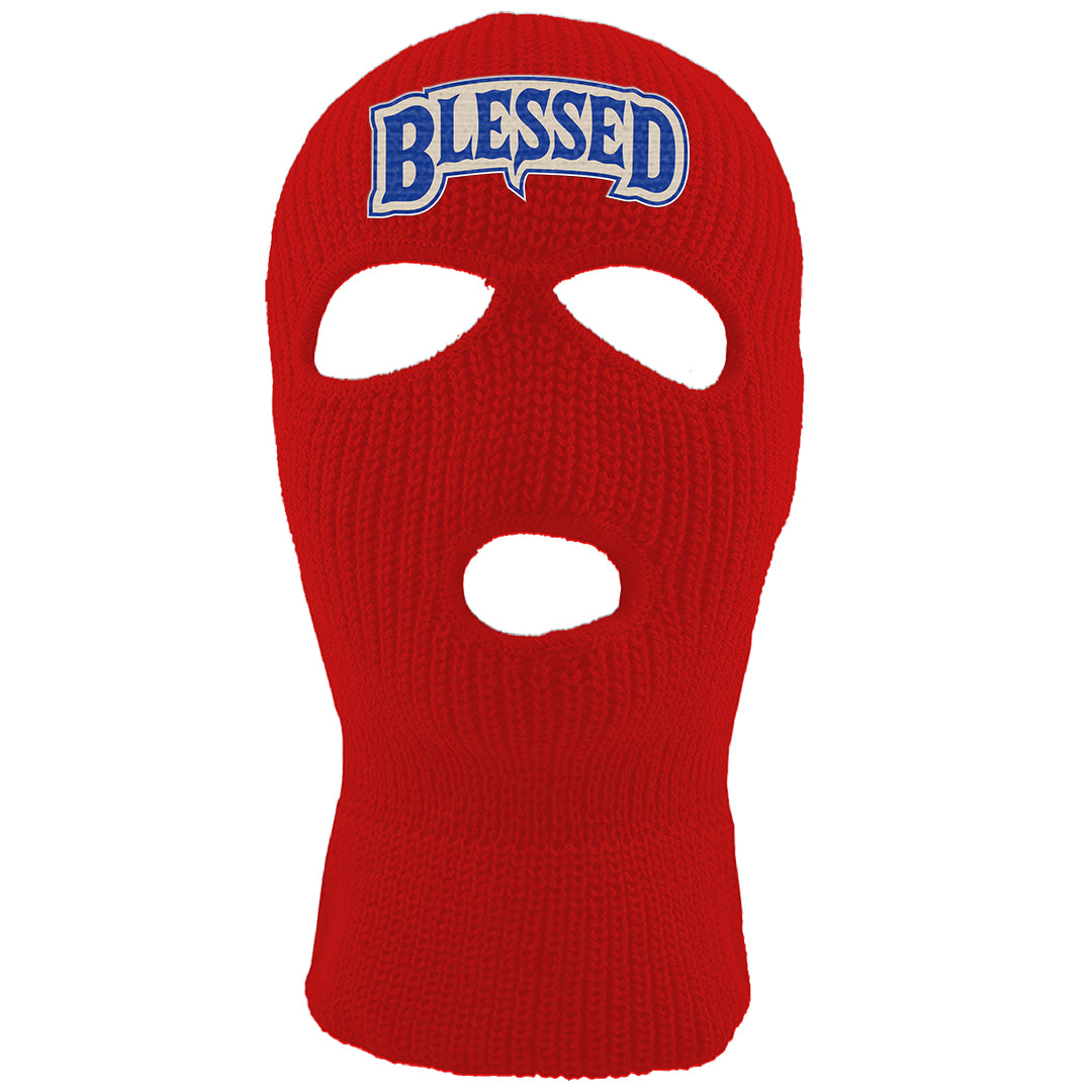 University Blue Summit White Low 1s Ski Mask | Blessed Arch, Red