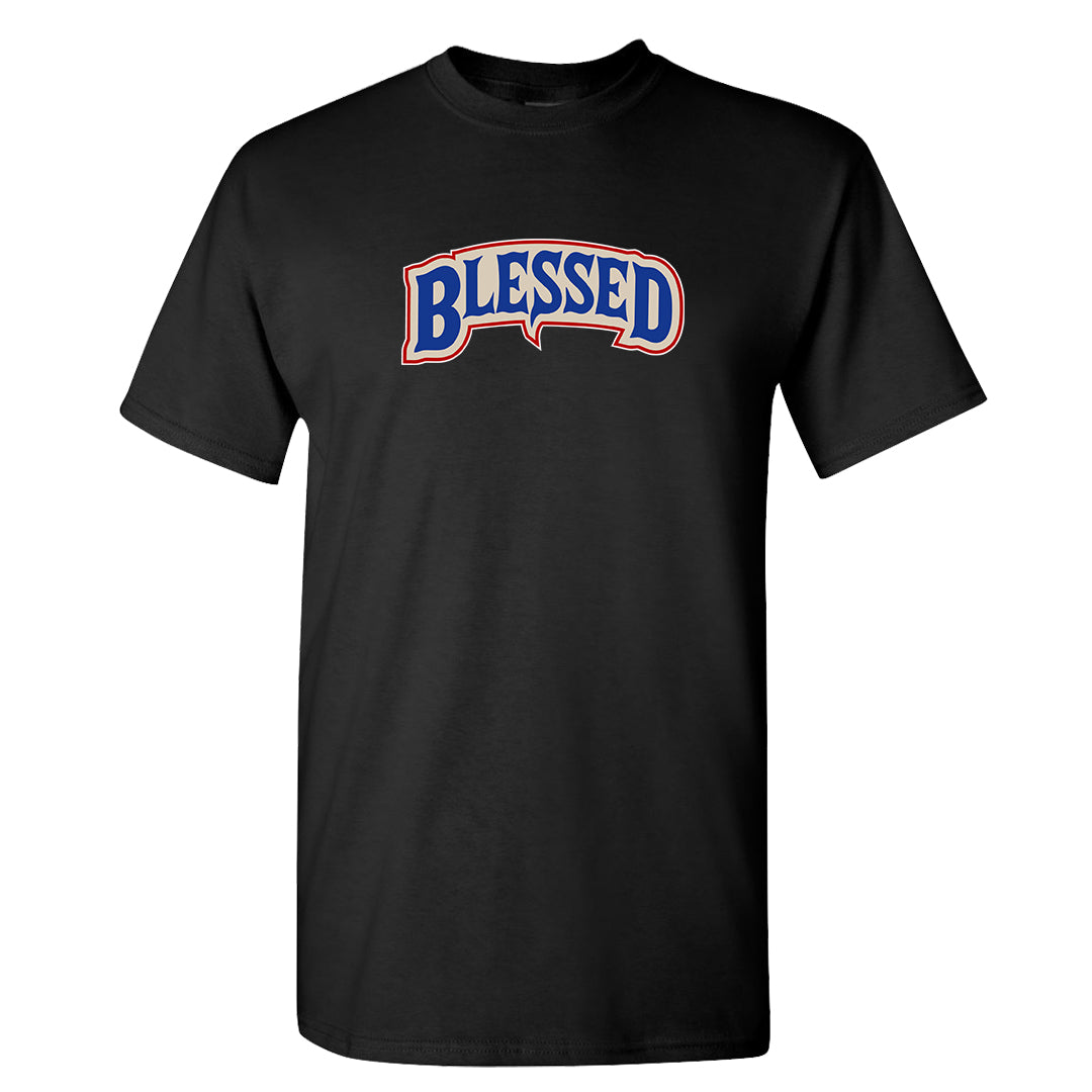 University Blue Summit White Low 1s T Shirt | Blessed Arch, Black