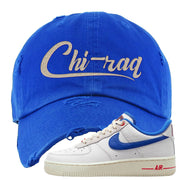 University Blue Summit White Low 1s Distressed Dad Hat | Chiraq, Royal