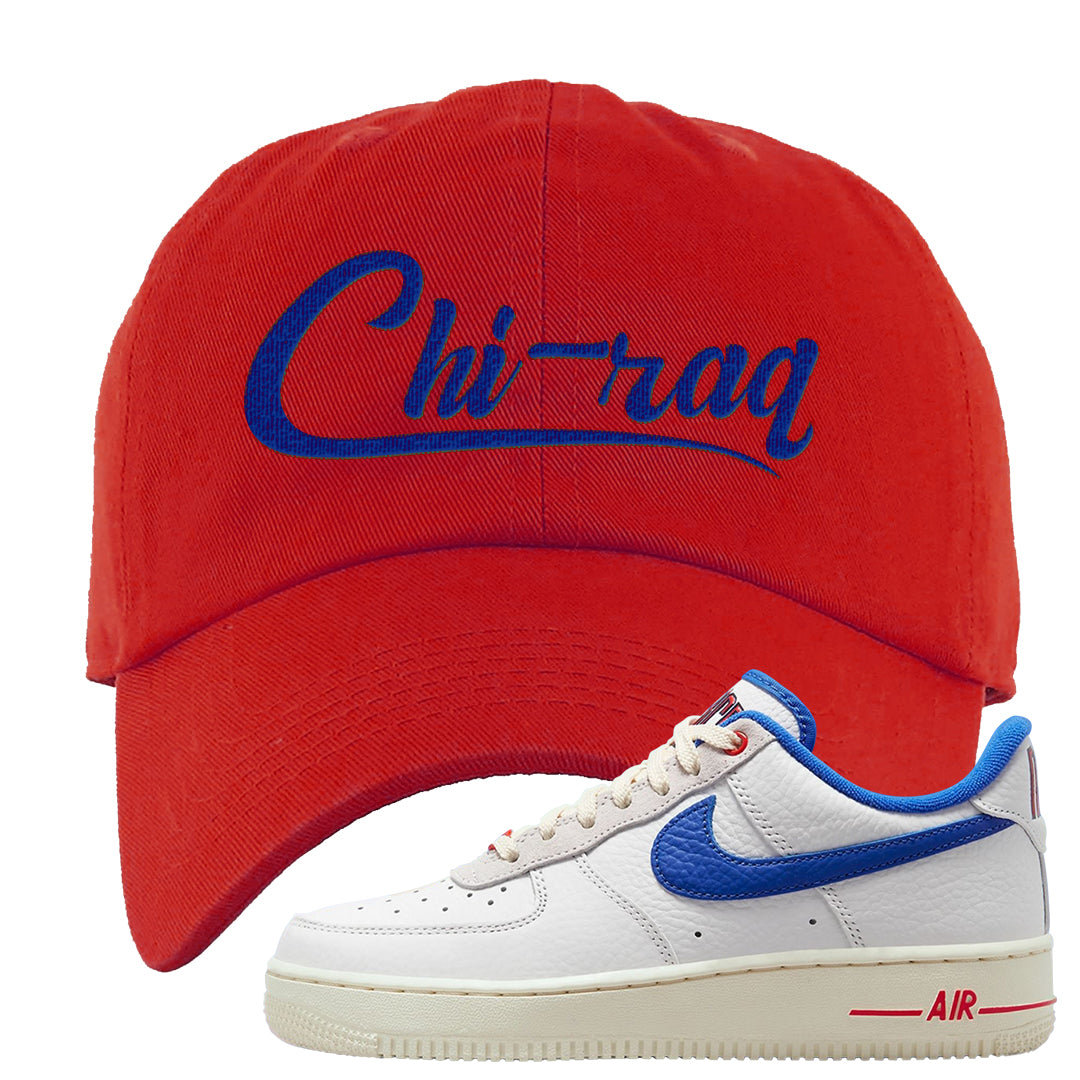 University Blue Summit White Low 1s Dad Hat | Chiraq, Red