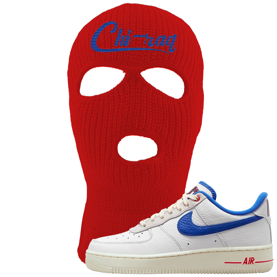 University Blue Summit White Low 1s Ski Mask | Chiraq, Red