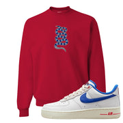 University Blue Summit White Low 1s Crewneck Sweatshirt | Coiled Snake, Red