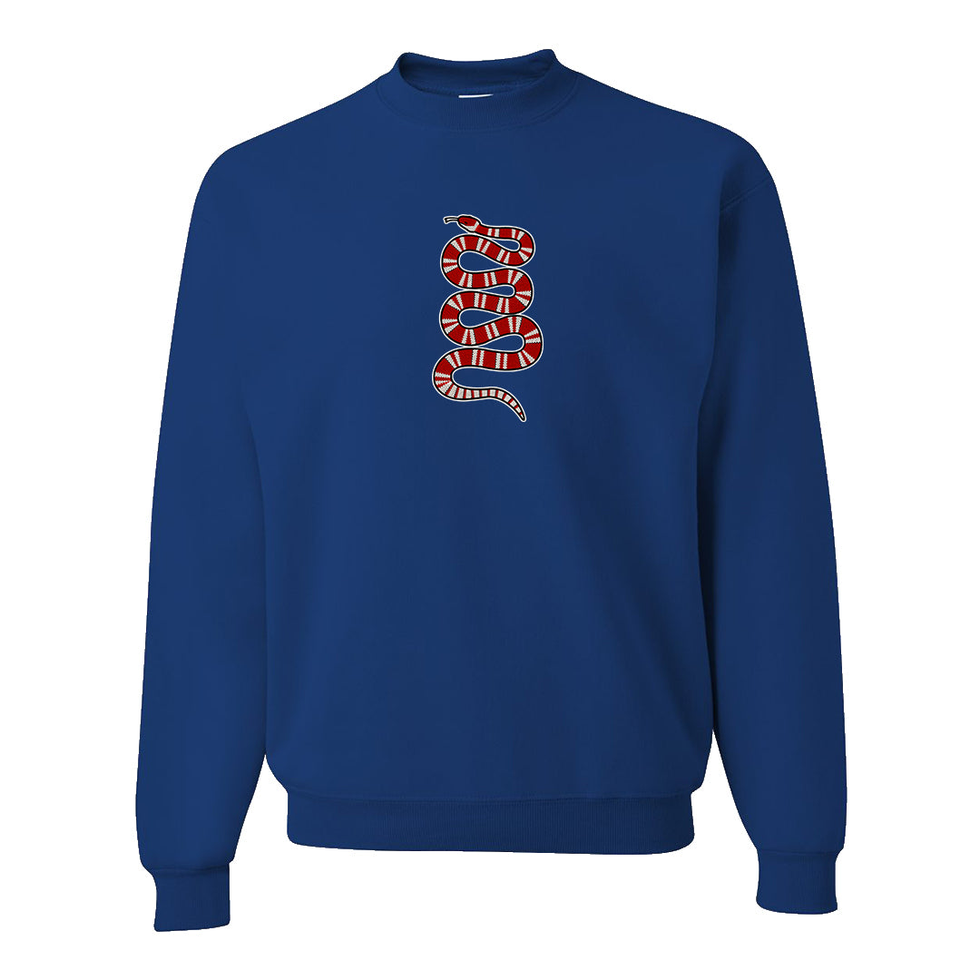 University Blue Summit White Low 1s Crewneck Sweatshirt | Coiled Snake, Royal