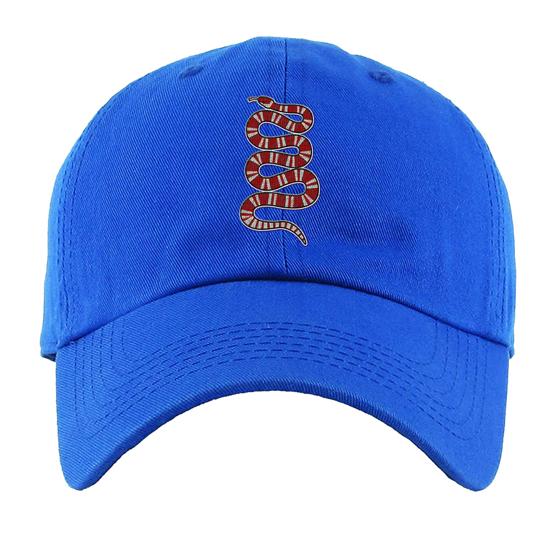 University Blue Summit White Low 1s Dad Hat | Coiled Snake, Royal