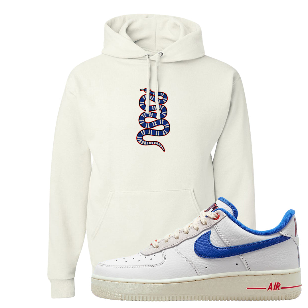 University Blue Summit White Low 1s Hoodie | Coiled Snake, White