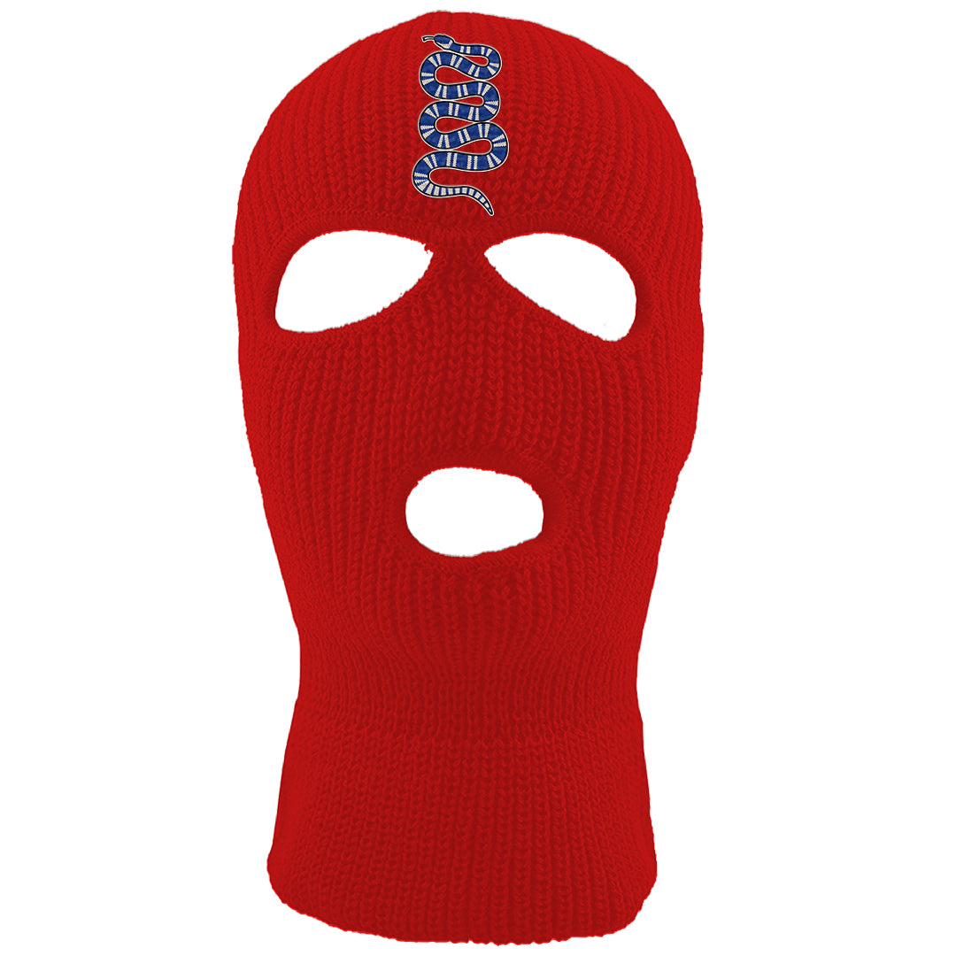University Blue Summit White Low 1s Ski Mask | Coiled Snake, Red
