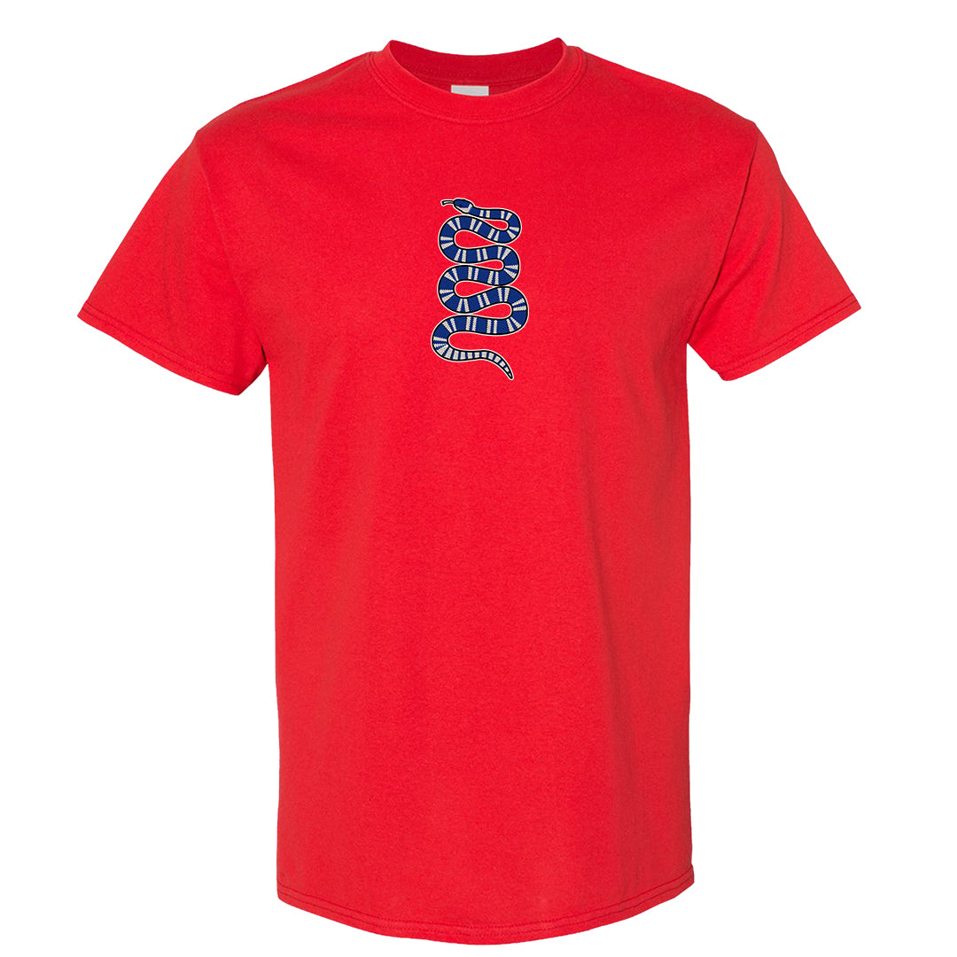 University Blue Summit White Low 1s T Shirt | Coiled Snake, Red