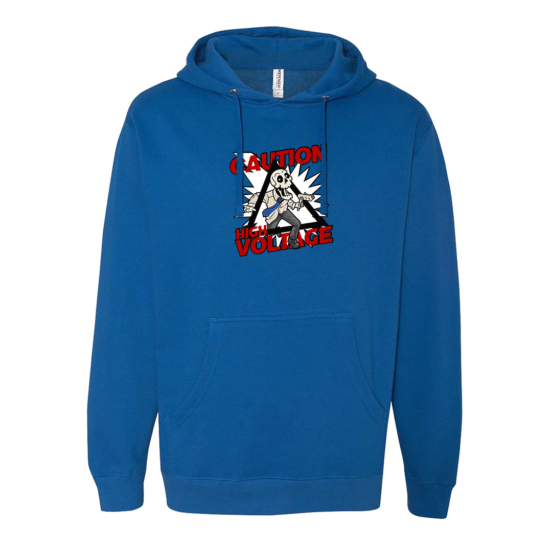 University Blue Summit White Low 1s Hoodie | Caution High Voltage, Royal