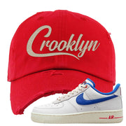 University Blue Summit White Low 1s Distressed Dad Hat | Crooklyn, Red