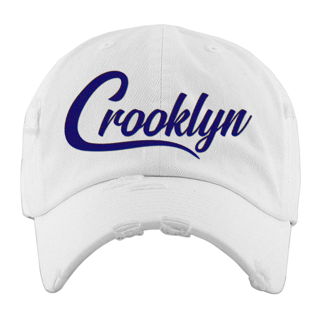 University Blue Summit White Low 1s Distressed Dad Hat | Crooklyn, White