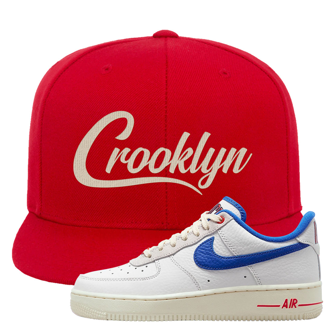 University Blue Summit White Low 1s Snapback Hat | Crooklyn, Red