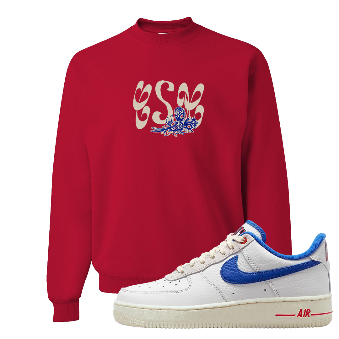 University Blue Summit White Low 1s Crewneck Sweatshirt | Certified Sneakerhead, Red