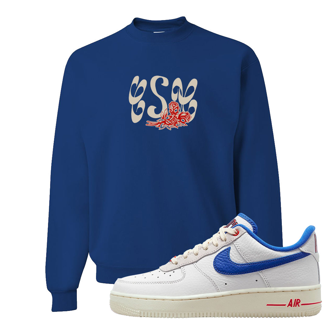 University Blue Summit White Low 1s Crewneck Sweatshirt | Certified Sneakerhead, Royal