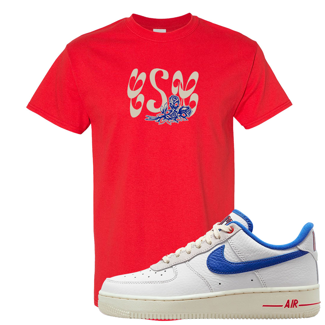 University Blue Summit White Low 1s T Shirt | Certified Sneakerhead, Red