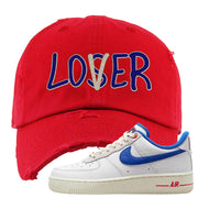 University Blue Summit White Low 1s Distressed Dad Hat | Lover, Red