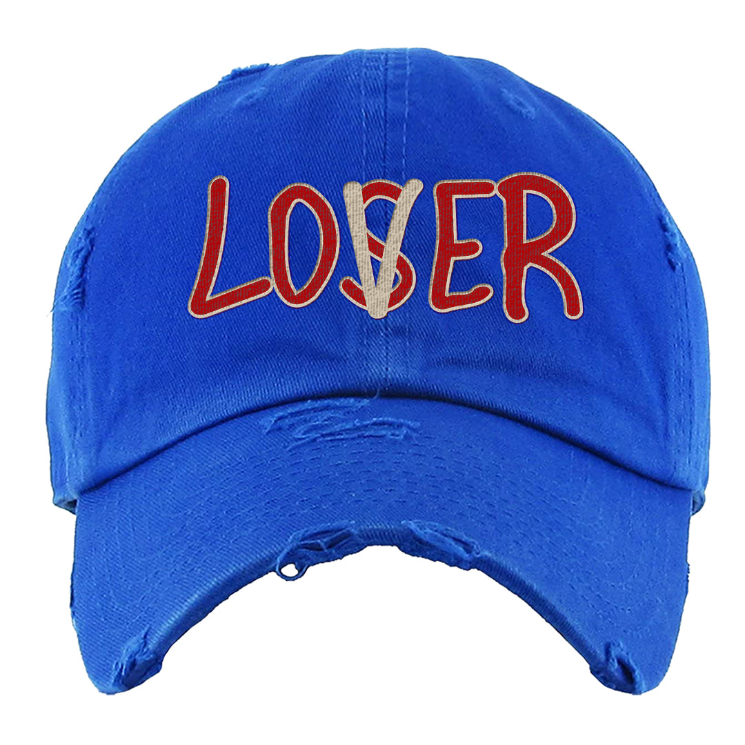University Blue Summit White Low 1s Distressed Dad Hat | Lover, Royal