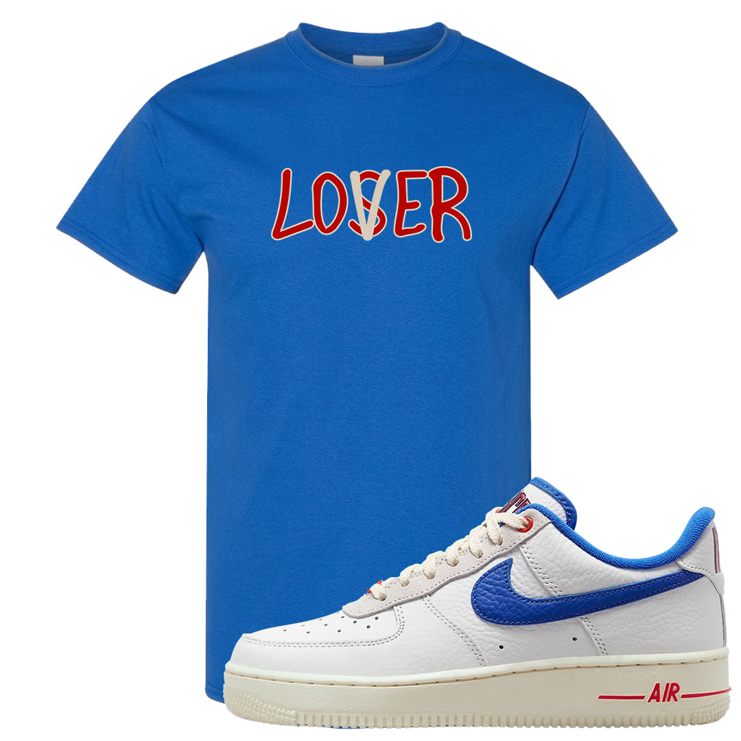 University Blue Summit White Low 1s T Shirt | Lover, Royal