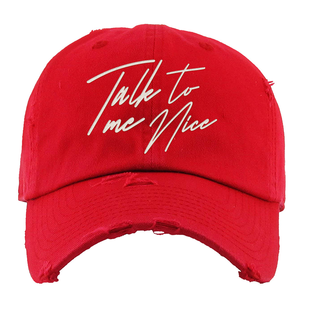University Blue Summit White Low 1s Distressed Dad Hat | Talk To Me Nice, Red